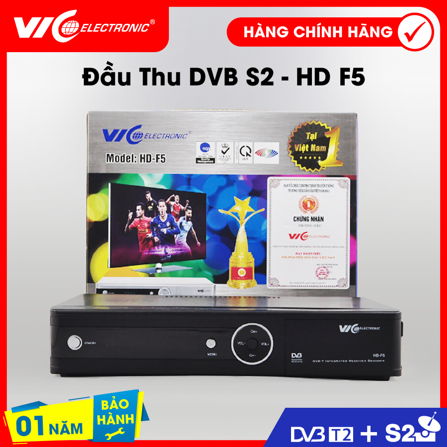 [HCM]Đầu thu truyền hình kỹ thuật số vệ tinh F5 VIC Electronic thu kênh truyền hình miễn phí bảo hành 12 tháng