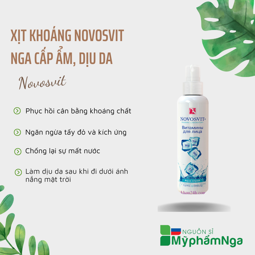Xịt khoáng Novosvit Nga cấp ẩm, dịu mát da, bổ sung khoáng chất