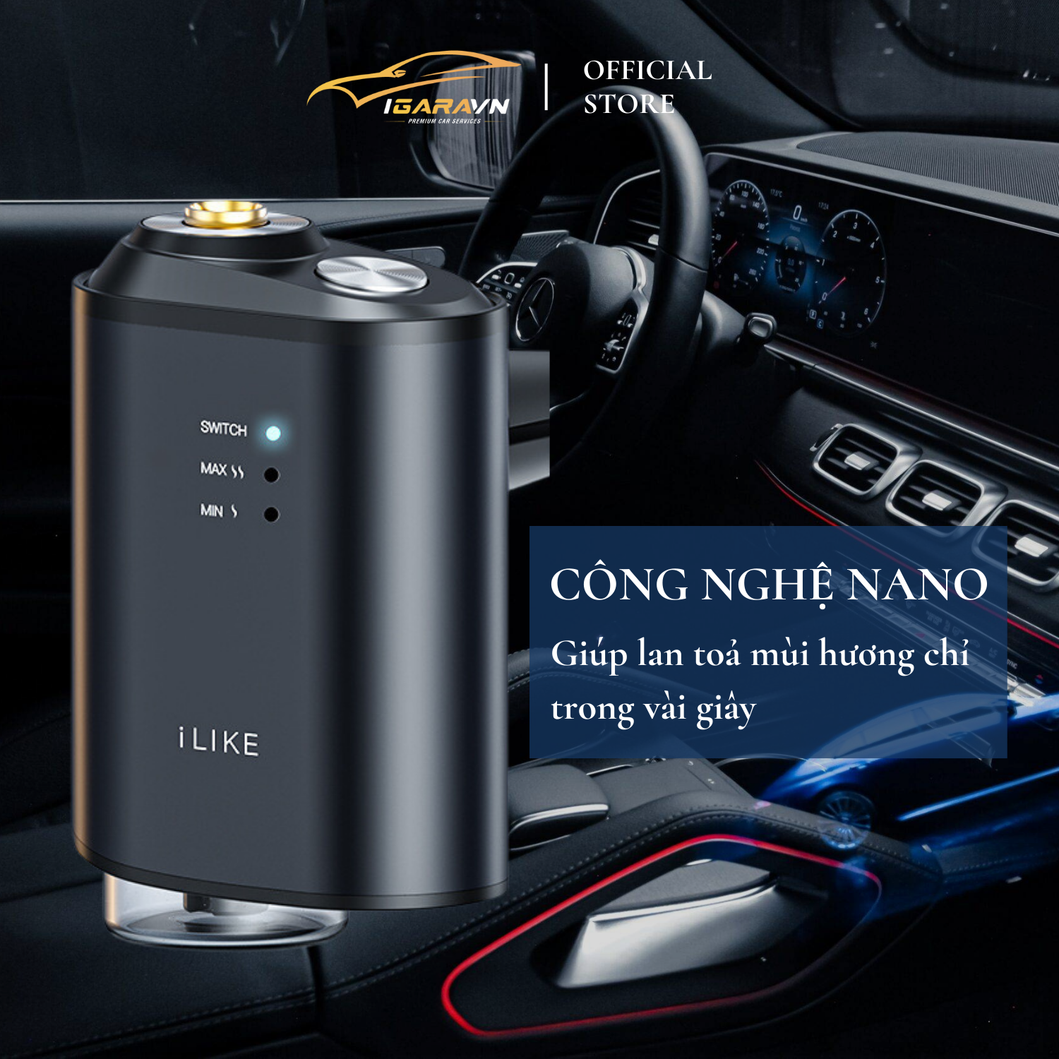 Máy tạo hương thơm thông minh, khuếch tán tinh dầu kẹp cửa gió v2 10ml