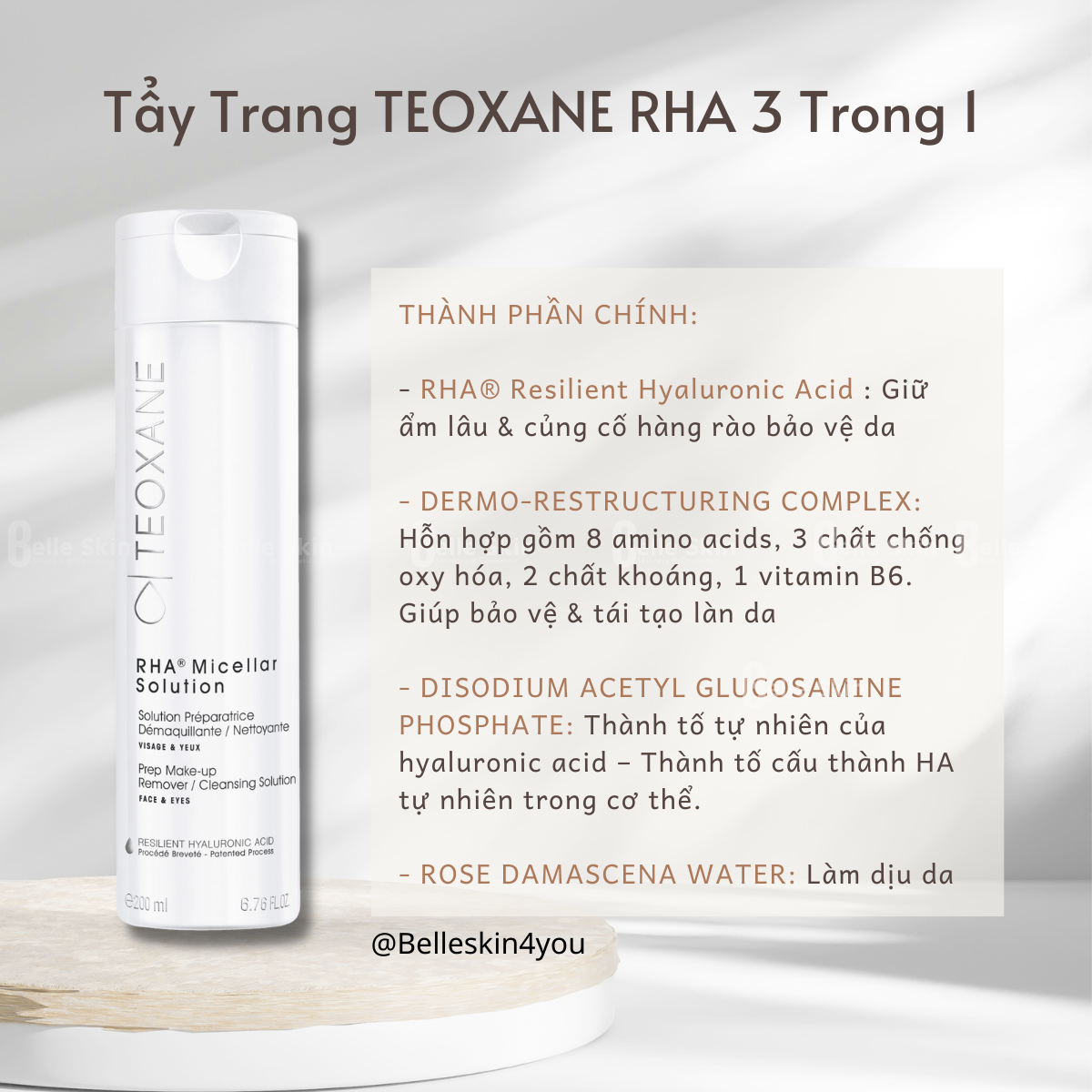 Nước tẩy trang và làm dịu Teoxane RHA 3 Trong 1 - Teoxane RHA Micellar Solution