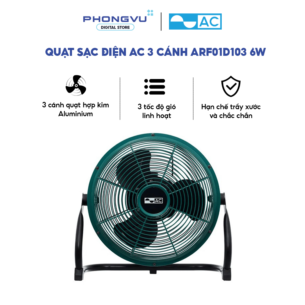 Quạt sạc điện AC 3 cánh ARF01D103 6W - Bảo hành 12 tháng