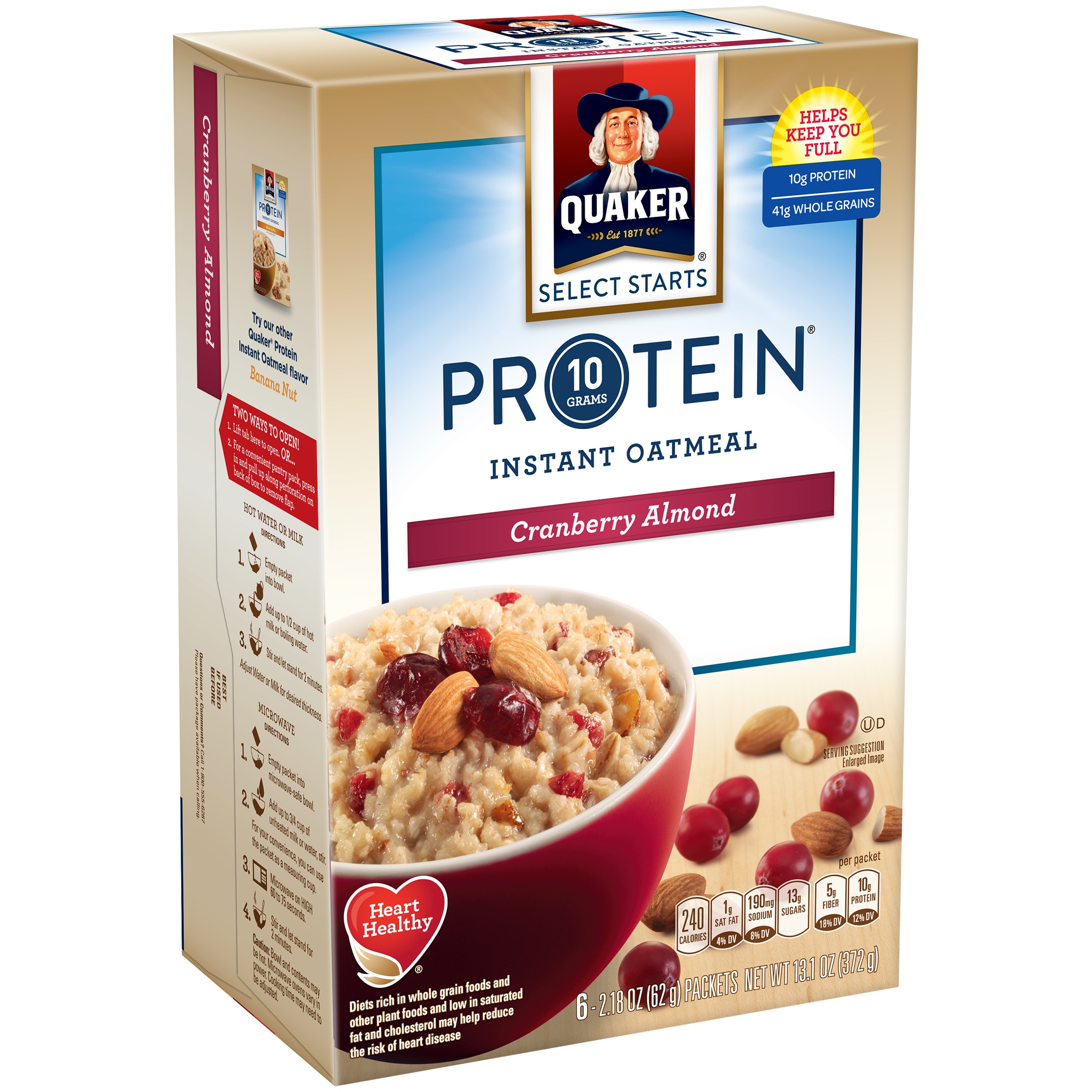 Ngũ cốc yến mạch ăn liền Quaker - Hạnh nhân, việt quất