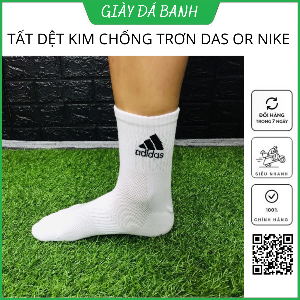 Tất, vớ dệt kim chống trơn adidas, nike nam nữ cổ cao lửng lỡ unisex dài ngang cổ chân
