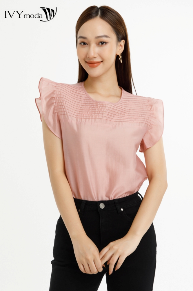 Áo lụa tay cánh tiên ivy moda ms 16m7767