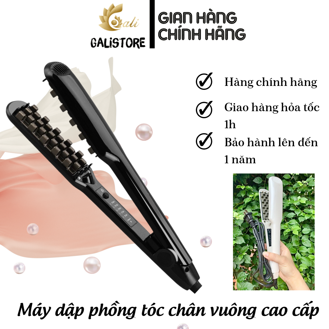 Máy bấm xù dập phồng tóc chân vuông cao cấp 2in1 Hàn Quốc 5 mức chỉnh nhiệt tạo kiểu tóc cho cả tóc Khô/ Ướt-Galistore