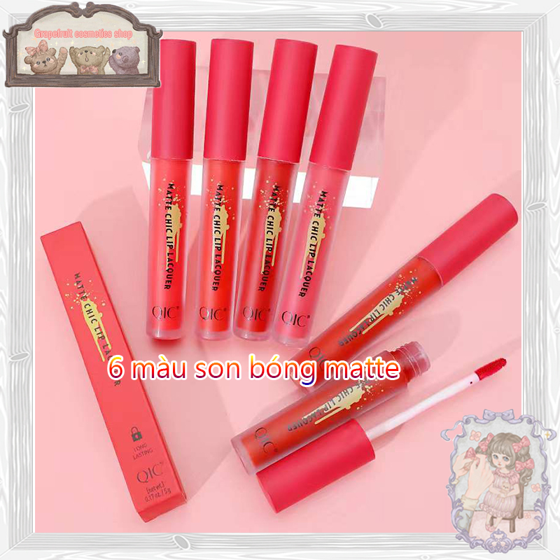 Son môi QIC velvet lip glaze dưỡng ẩm chống thấm nước 6 màu son matte chất lượng cao son môi đích thực