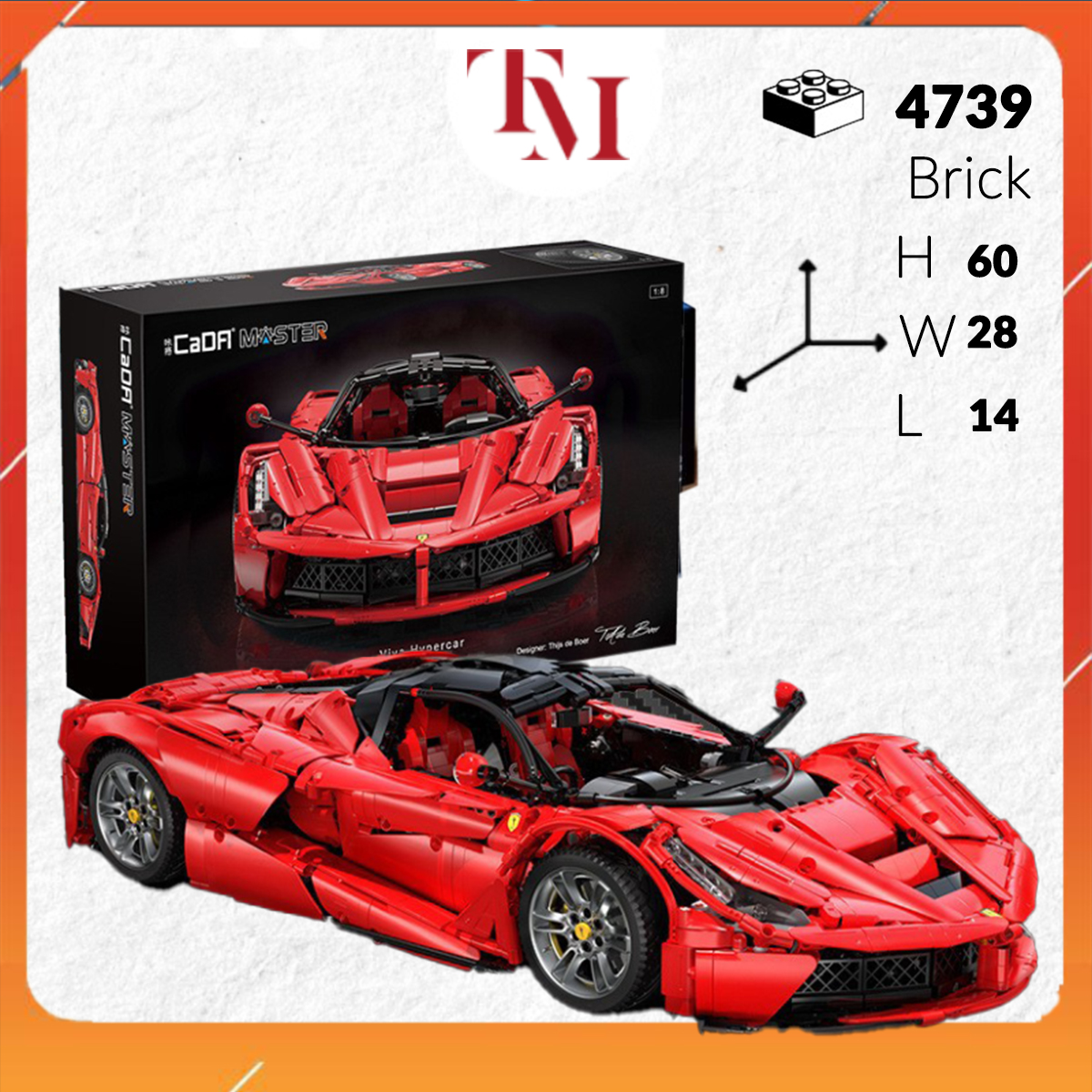 Non-lego siêu xe technic cada la ferrari sku c61505 tỉ lệ 1:8 đồ chơi bộ lắp ghép mô hình lắp ráp xe bản đẹp 4739 pc