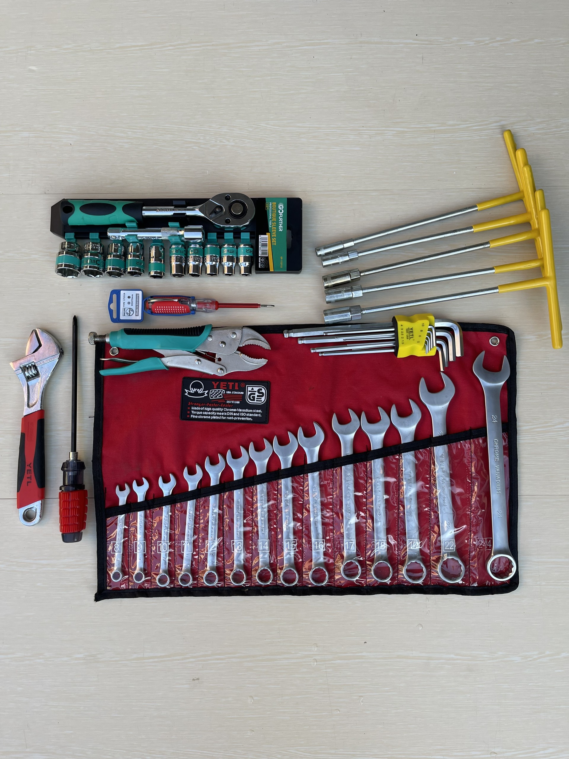Bộ combo 8 món dụng cụ sửa chữa xe đơn giản tại nhà