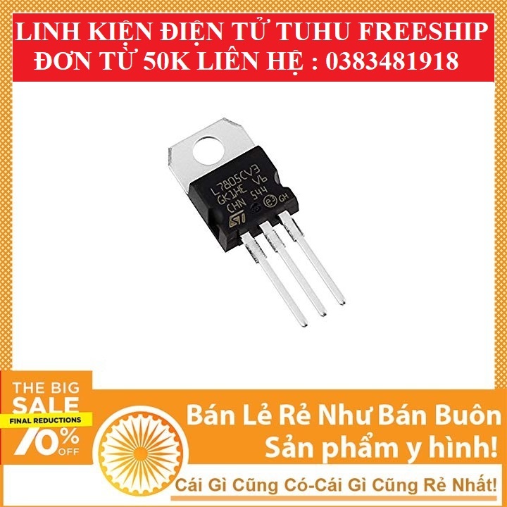 IC Nguồn L7805 1.5A TO-220- Linh kiện bk 7805 78l05 combo 2 chiếc linh kiện điện tử tuhu 3m