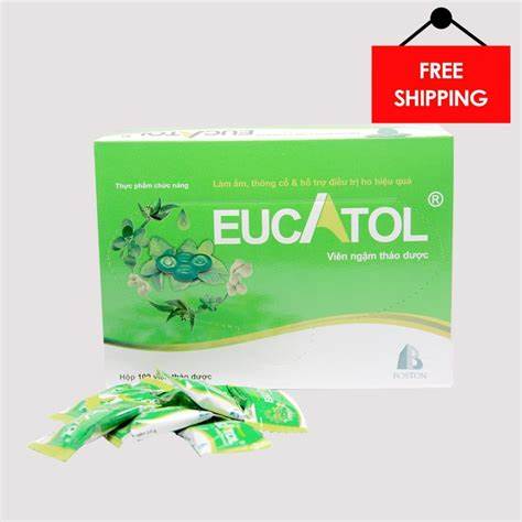 Viên kẹo ngậm thảo dược EUCATOL .Boston, làm thông cổ giảm ho.(hộp 100 viên)