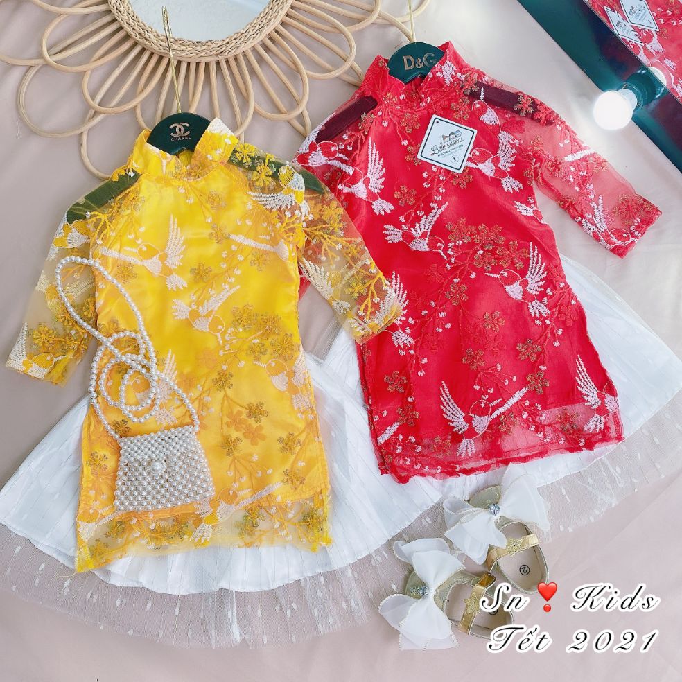 áo dài gấm hạc bé yêu