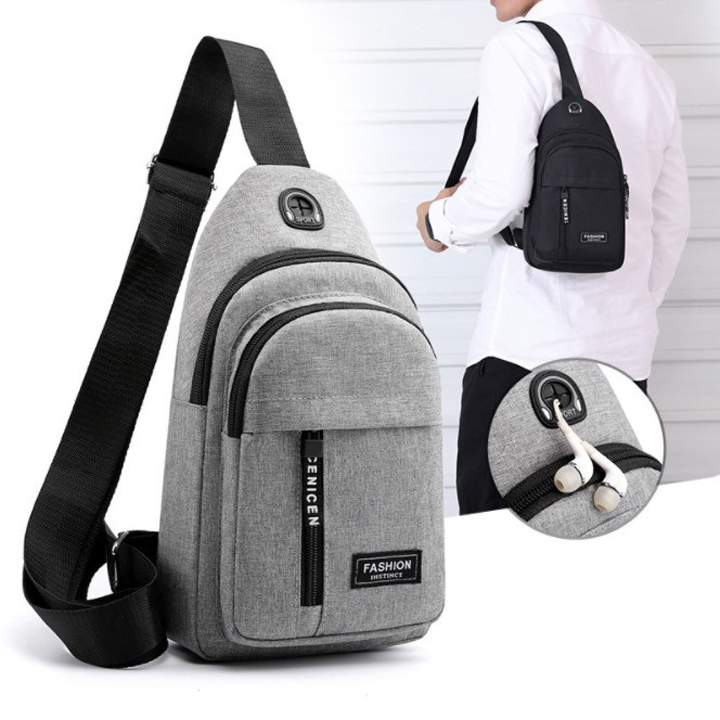 Túi đeo chéo nam vải canvas chống nước túi chéo nam thiết kế 3 ngăn rộng rãi để đồ túi vải đeo chéo phong cách Hàn Quốc