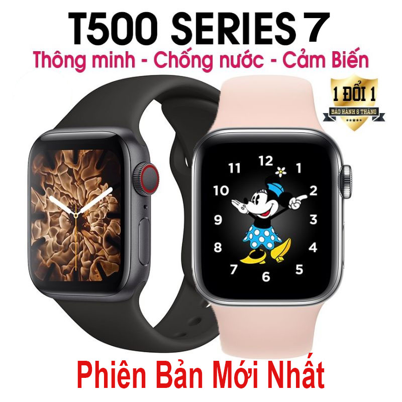 Đồng hồ điện tử T500+Đồng hồ điện tử T500+ PRO Đồng hồ thông minh mặt vuô Đồng hồ thông minh mặt vuông dây silicon kiểu dáng thể thao T500 plus Seri 7 Thế hệ mới nhất, nghe gọi , phát nhạc, dong ho thong minh t500 plus