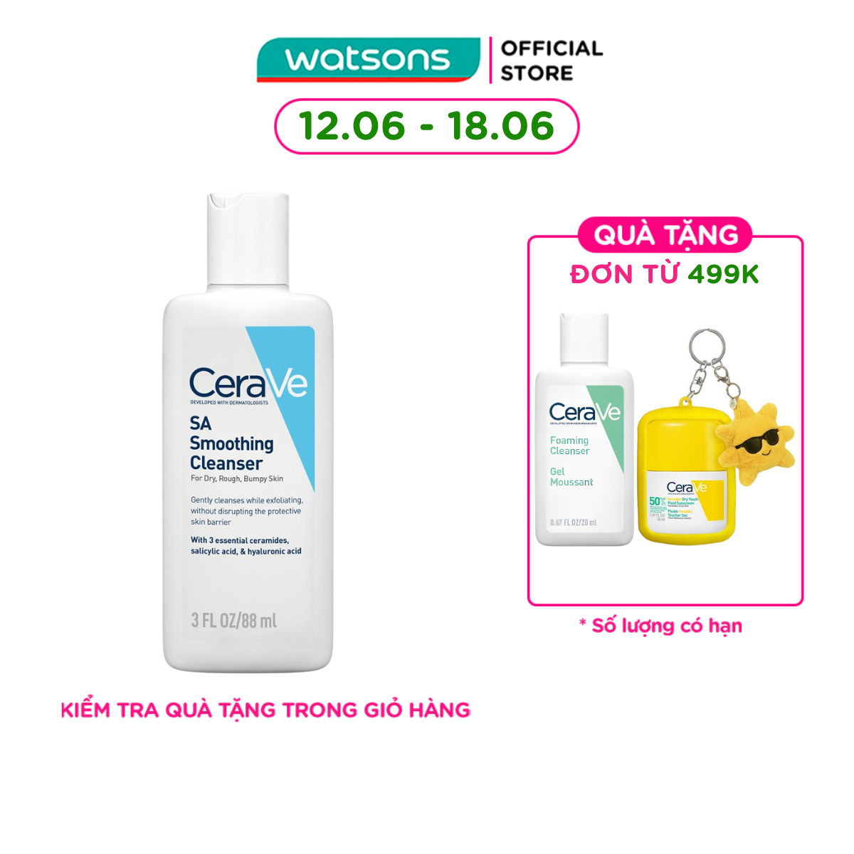 Sữa Rửa Mặt Cerave SA Smoothing Cleanser Làm Sạch Dịu Nhẹ 88ml