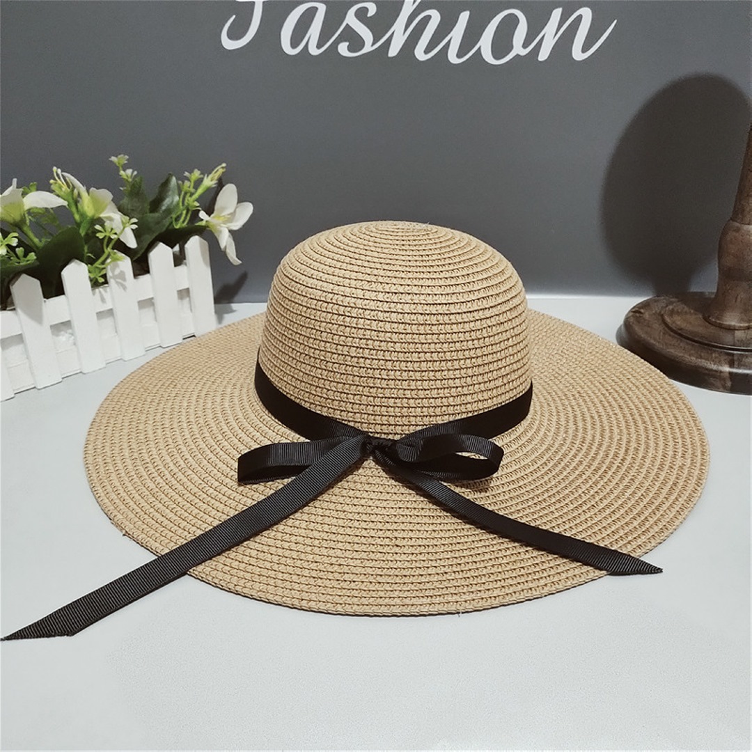 Mũ cói rộng vành, nón cói rộng vành đi biển, đi du lịch, phong cách cổ điển thanh lịch dành cho nữ (Vành lớn)