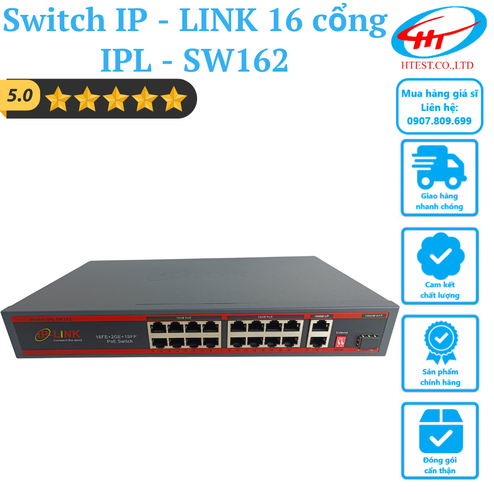 Switch chia mạng POE 16 Port IP-Link + 2 Uplink 100/1000 Mbps - Switch 16 Port IPL - SP001390