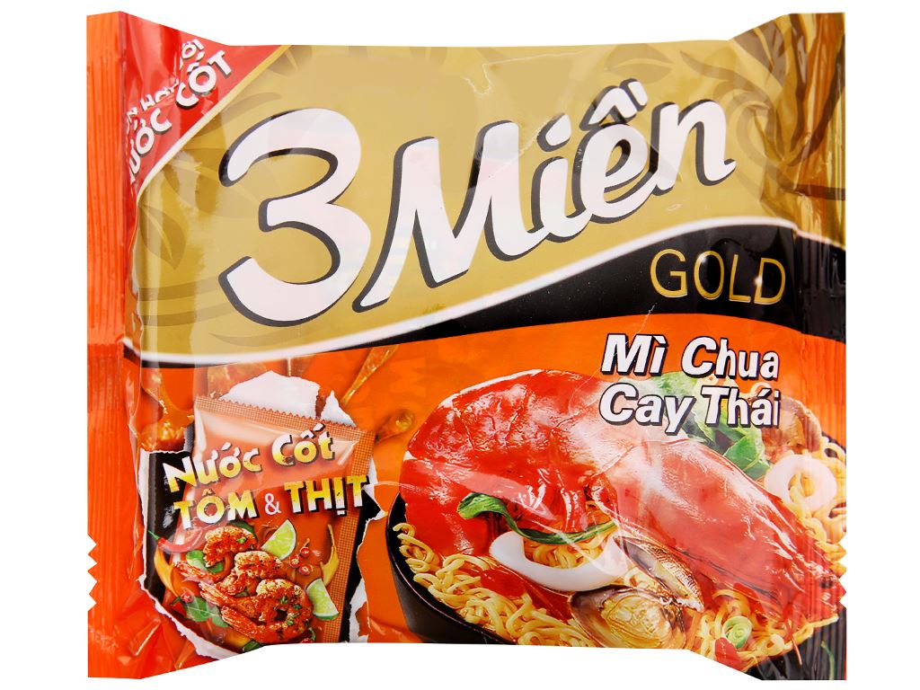 Cb 15 gói mì 3 miền gold chua cay thái 75g