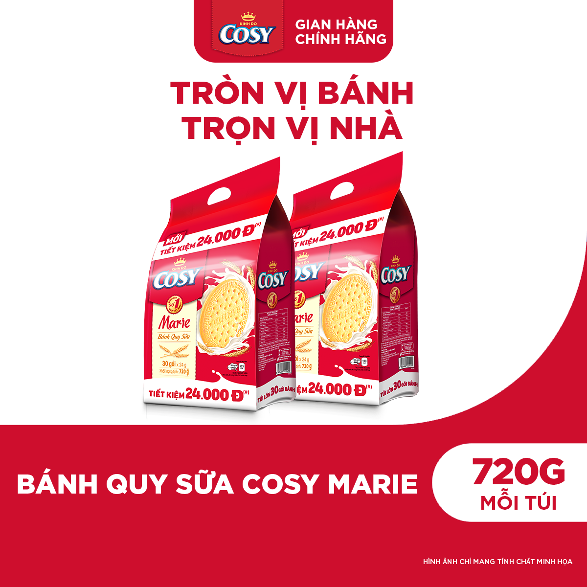 Combo 2 Túi Bánh Quy Sữa Cosy Marie 720g