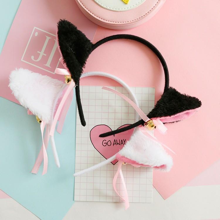 Bờm sakura cài tóc tai mèo có chuông bờm tóc tai mèo phụ kiện thời trang dễ thương