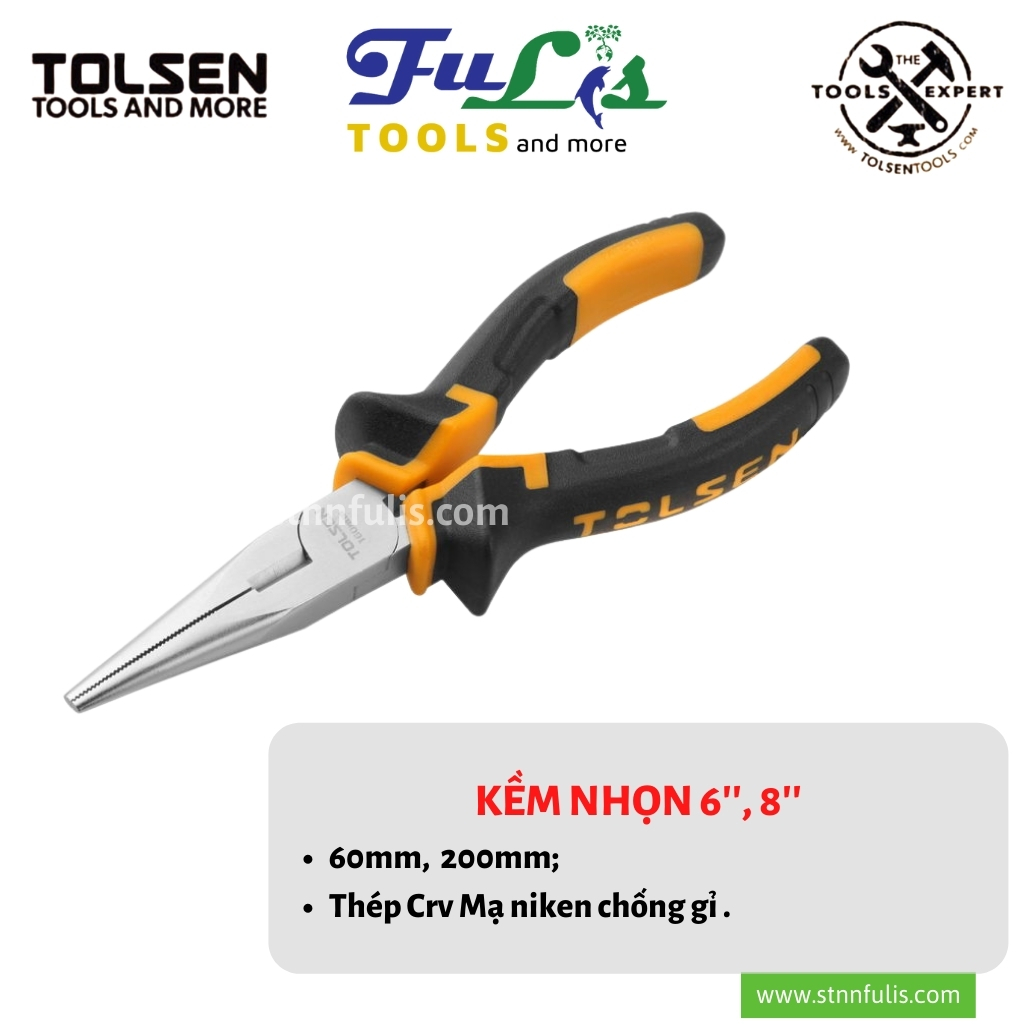 Kìm điện nhọn tolsen thép crv mạ niken chống rỉ giá rẻ chính hãng- béc tưới và phụ kiện tưới nông nghiệp trota