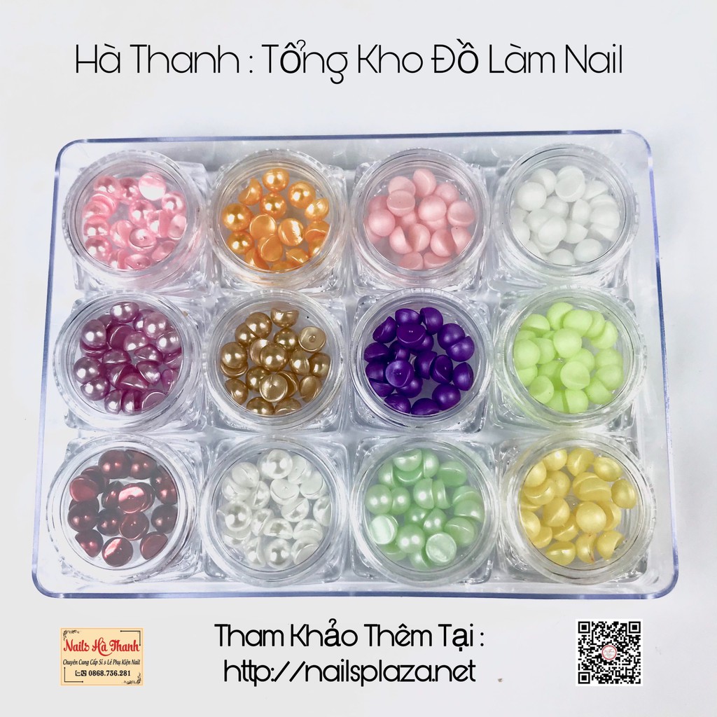 Set 12 hạt trai nửa ôm phom 12 màu ss6