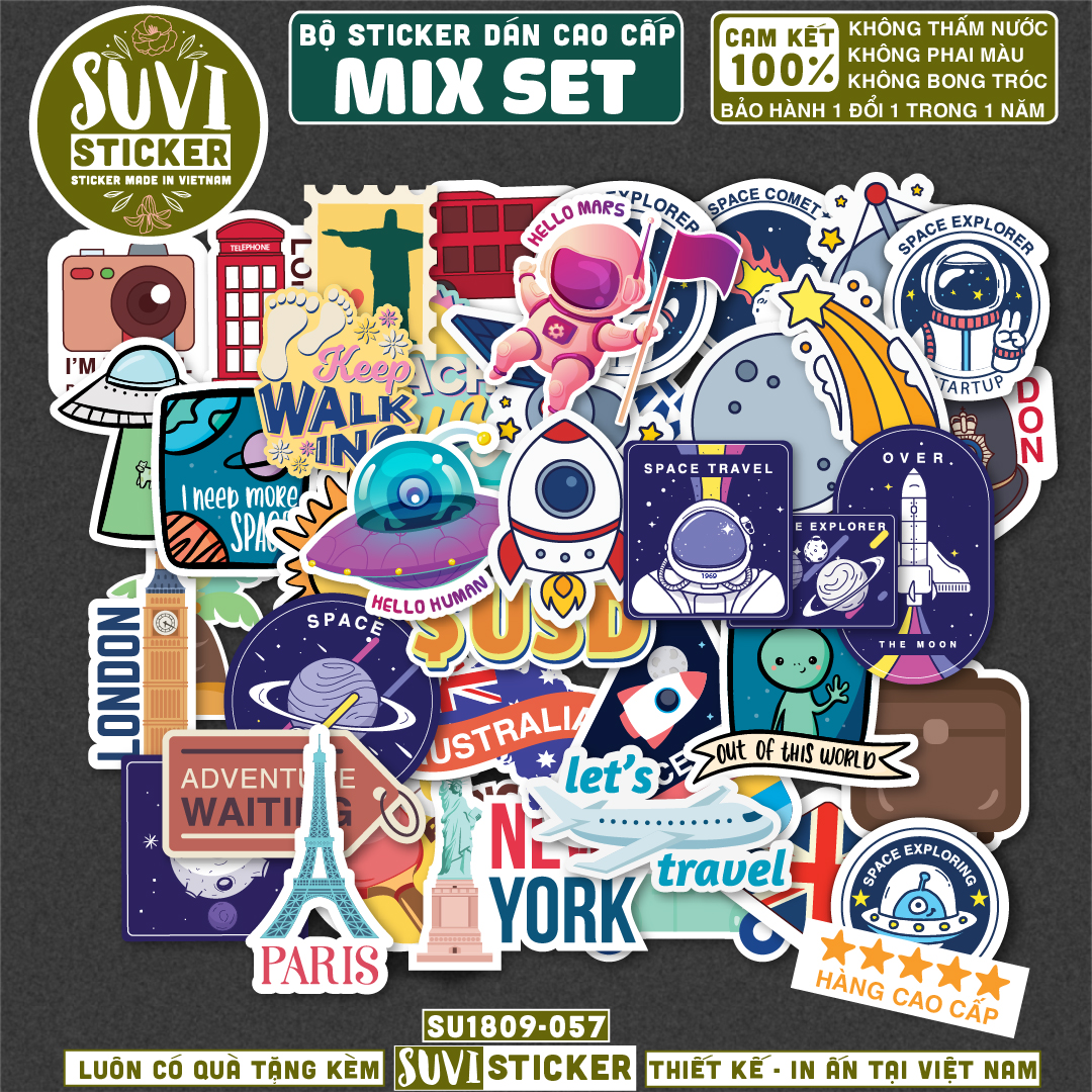 Sticker Set Mix 1 chống nước dán laptop, điện thoại, đàn guitar, mũ bảo hiểm, vali.