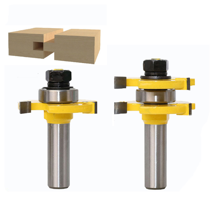 Bộ 2 mũi phay gỗ ghép ván mộng thẳng 1 bi - mũi ghép ván dày 12 - 19mm muwang hợp kim vonfram cacbit