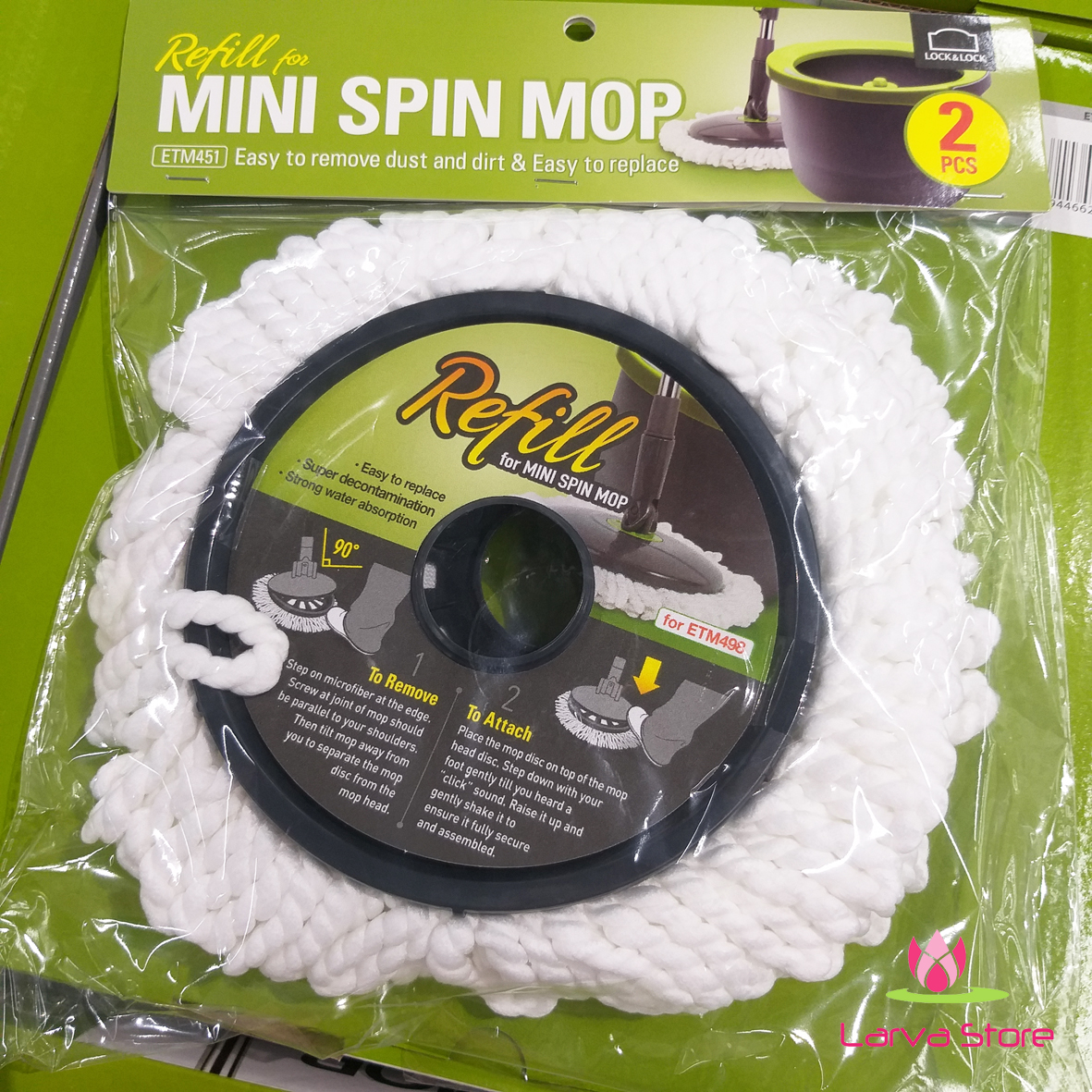 Set 2 bông lau thay thế của bộ lau nhà etm498 lock&lock - etm451 - larva store