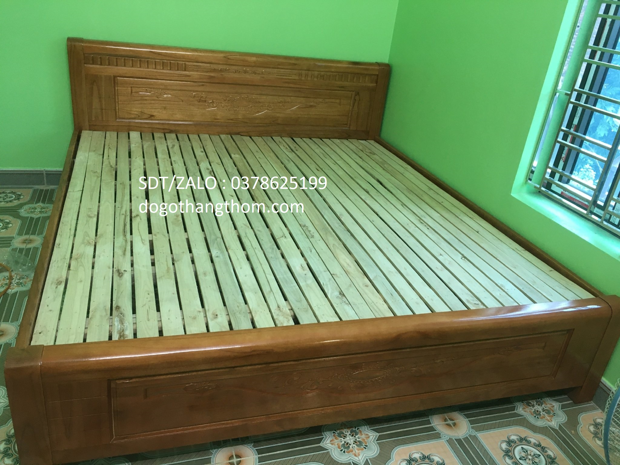 giường ngủ gỗ xoan đào 1m6x2m gỗ xoan đào phòng khách ảnh thật