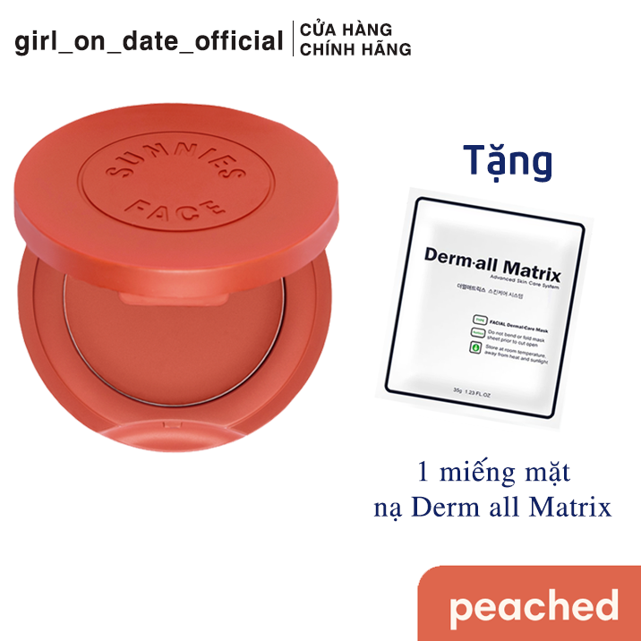[CHÍNH HÃNG] Phấn má Sunnies Face Airblush Peached + tặng 1 miếng mặt nạ Derm all Matrix date 11.07.2022