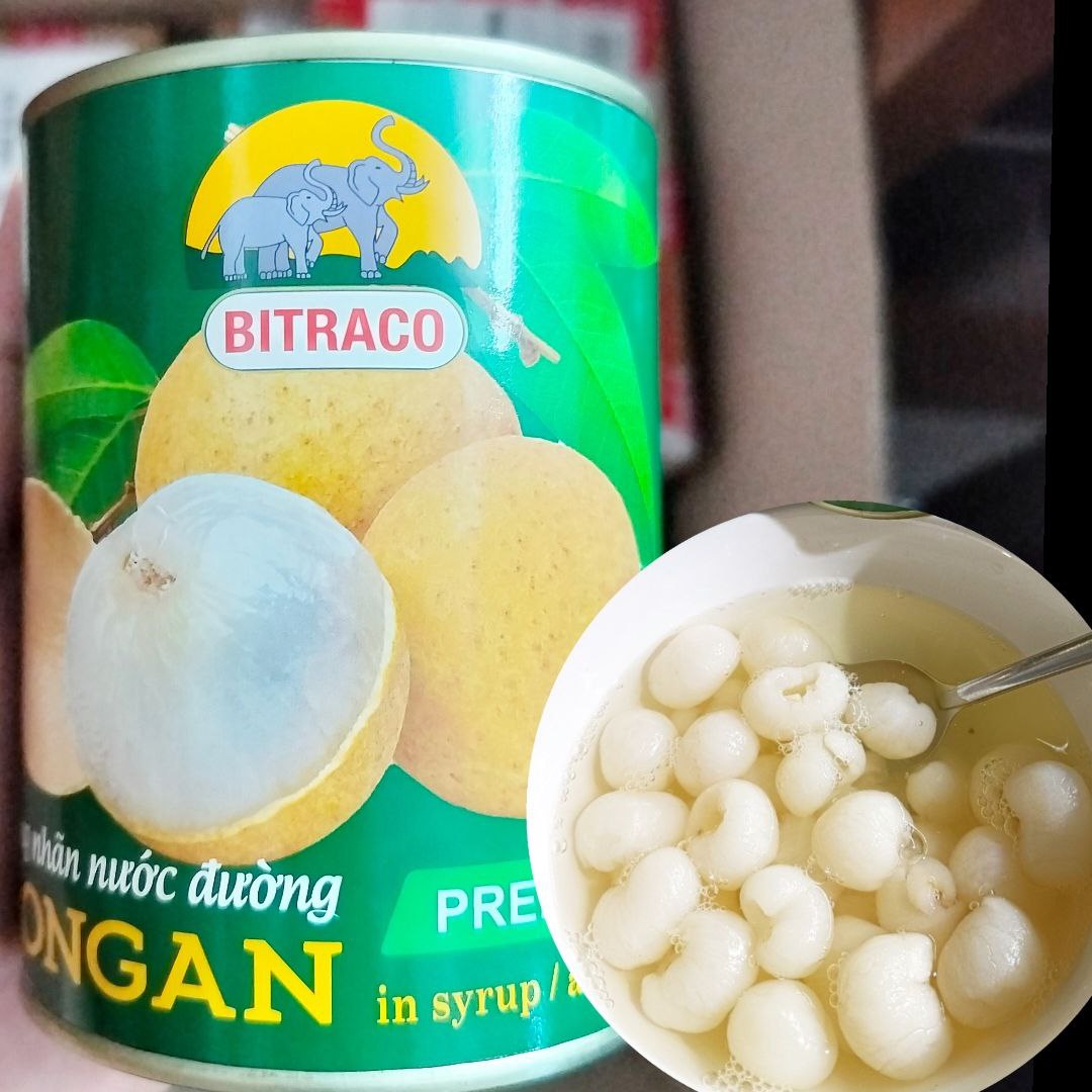 NHÃN LỒNG NGÂM NƯỚC ĐƯỜNG BITRACO 565GRAM , TRÁI TRÒN, DÀY ,THƠM NGON KHÓ CƯỠNG