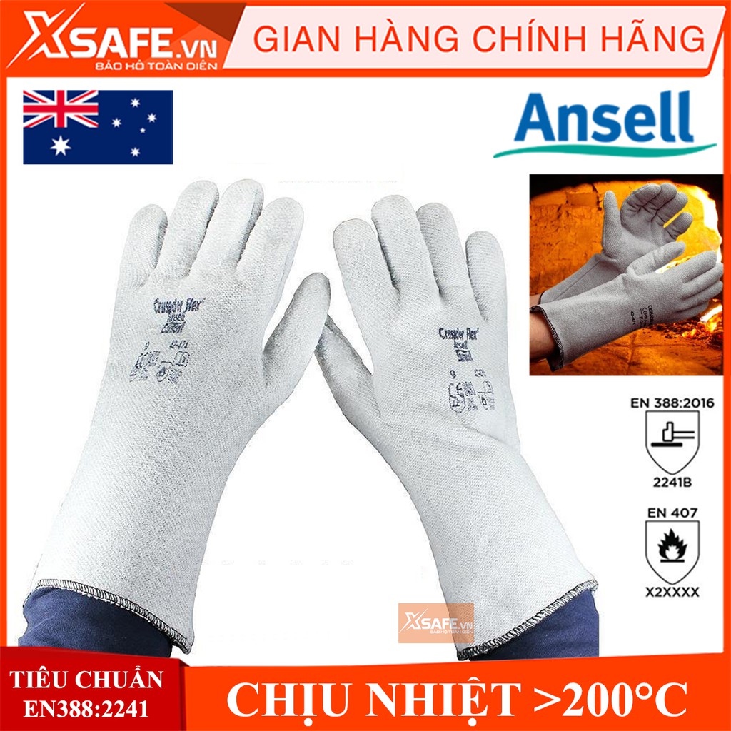 Găng tay chịu nhiệt Ansell Crusader Flex 42-474 chống cháy chịu nhiệt trên 200 độ dùng trong cơ khí luyện kim nhà bếp HOT SALE