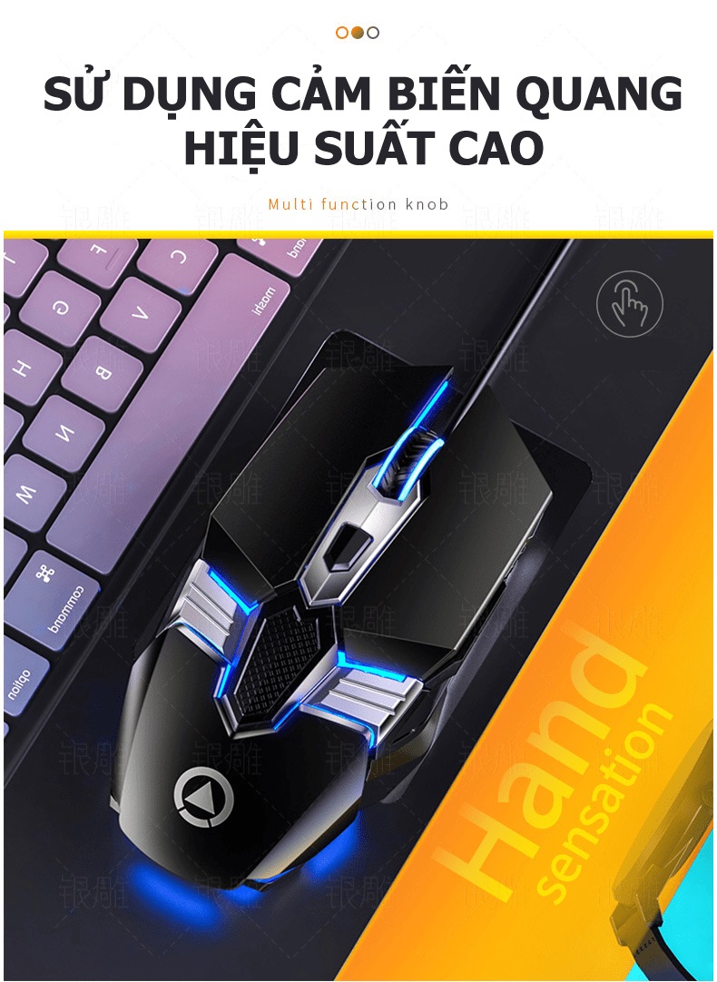 Chuột chơi game có dây yindiao g12 đèn led 7 màu