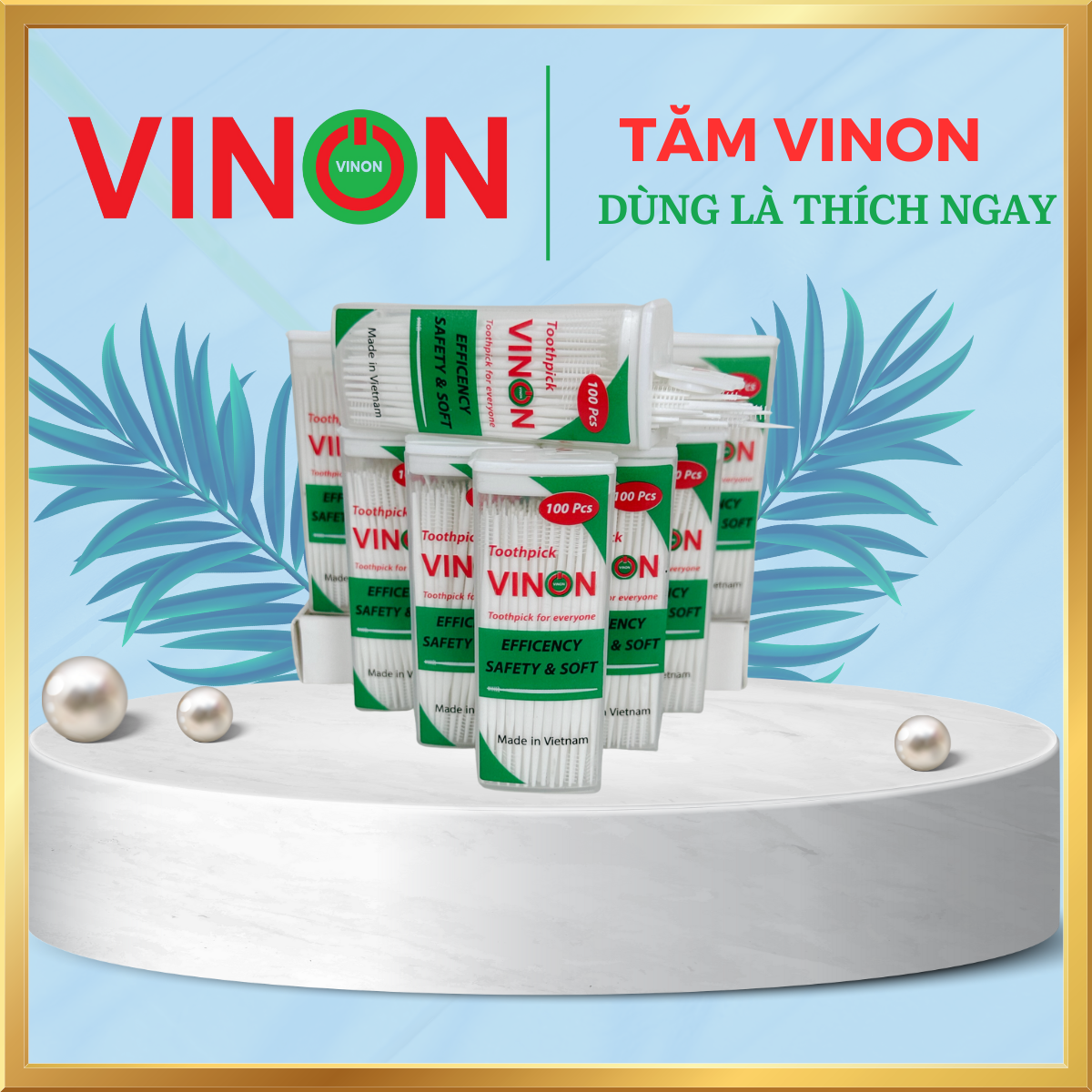 Tăm Vinon - Lựa Chọn Hoàn Hảo Cho Răng Miệng (Lốc 10 Hộp X hộp 100 Tăm) (1000 tăm) MS01