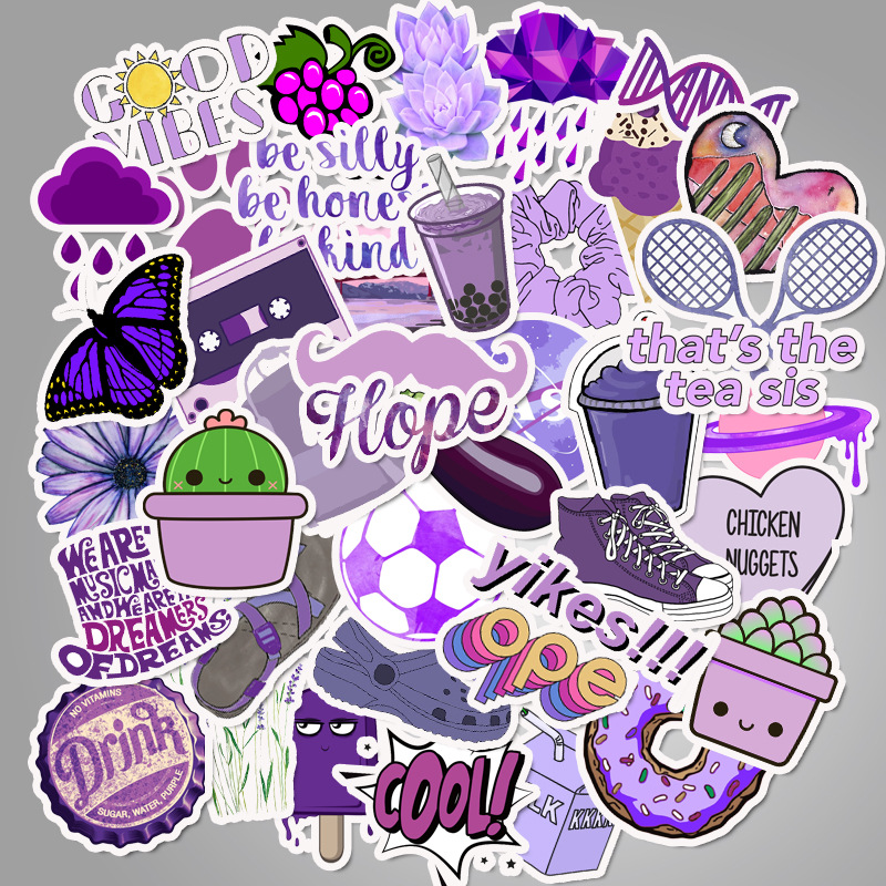 [SET 20/50/100] Sticker dán Màu Tím Sticker dán chống nước, chống UV, Dùng dán Xe, dán mũ bảo hiểm, dán Laptop