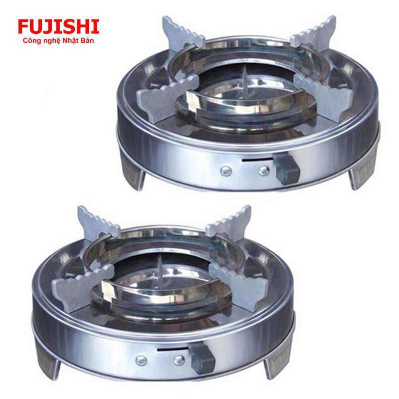 Combo 02 bếp cồn inox fujishi bếp lẩu cồn tròn mini - - hàng chính hãng