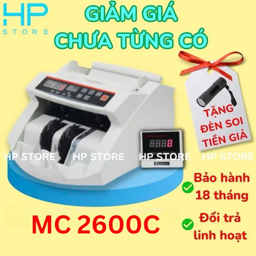 Máy đếm tiền mini, công nghệ Mỹ MC 2600C, nhỏ gọn, tiện ích, siêu bền, bảo hành 18 tháng