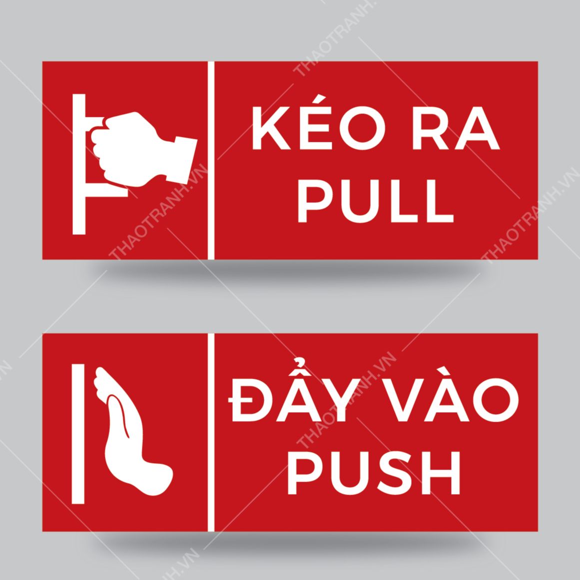 Biển Chỉ Dẫn Kéo Đẩy Cửa 6x15cm Pull & Push-bộ 2 cái- Decal dán tường dán kính dễ dàng.