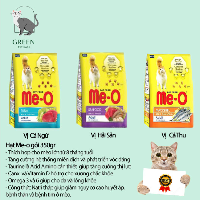 Hạt Me-o cho mèo đủ vị Gói 350gr