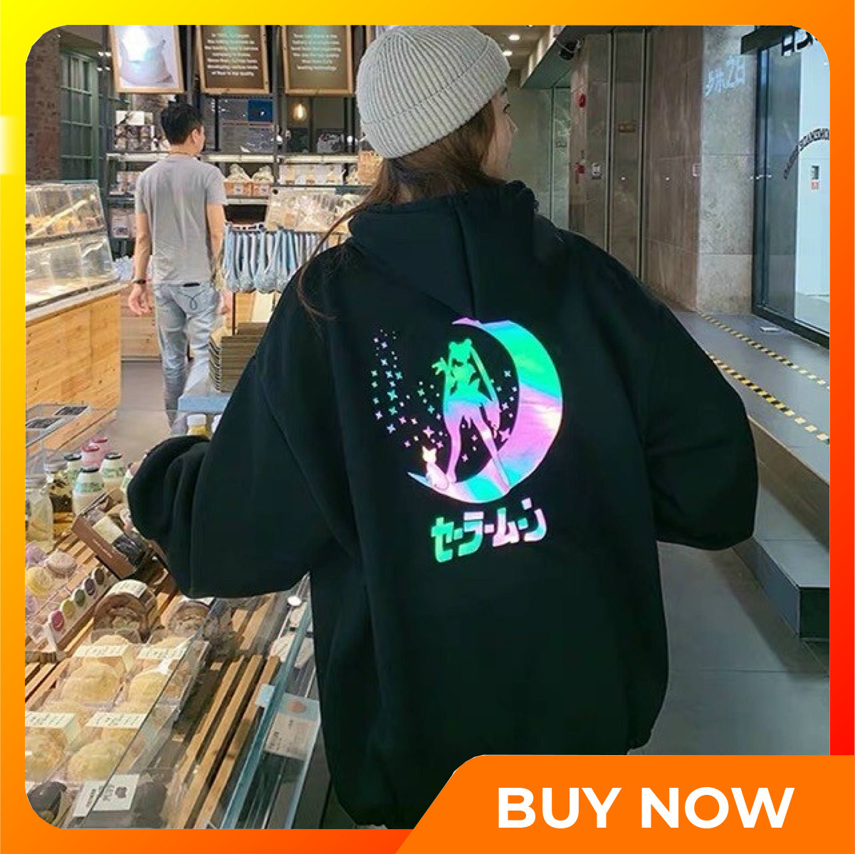 Áo Hoodie Nữ In Phản Quang Thủy Thủ Mặt Trăng Siêu Ngầu Đẹp HOT TREND
