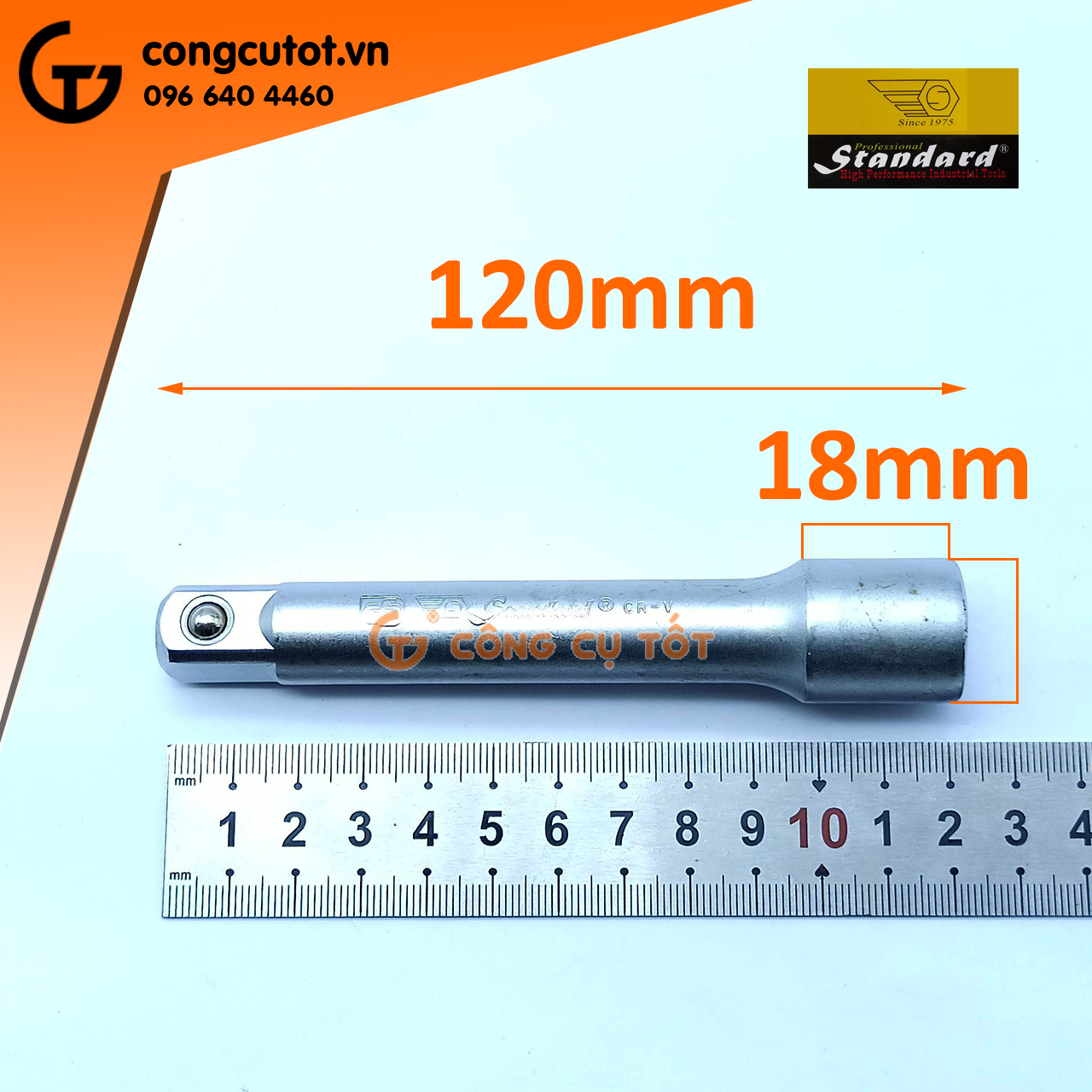 Cần nối vặn tuýp - thanh nối dài tuýp - đầu nối khẩu Standard Đài Loan 1/2 inch 75mm, 120mm, 250mm, 300mm