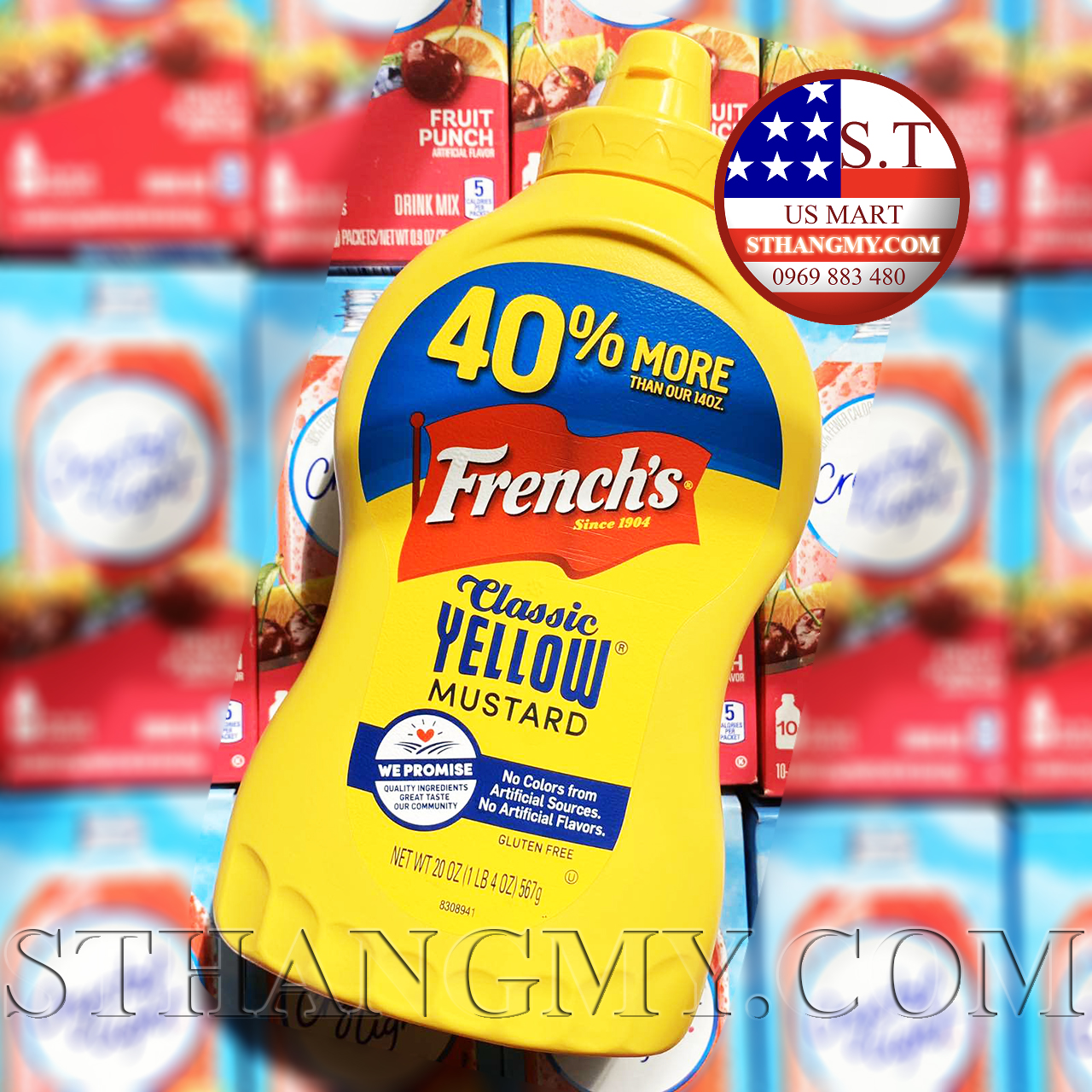 Sốt Ăn Kiêng Mỹ French'S Mustard Truyền Thống Size 20 Oz (567G) Cho Người Tập Gym, Keto, Das, Low-Carb