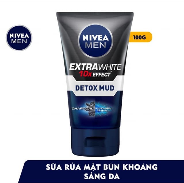 [HCM]Sữa Rửa Mặt NIVEA MEN Detox Mud Giúp Sáng Da & Mờ Thâm Mụn (100g) - Mẫu Mới