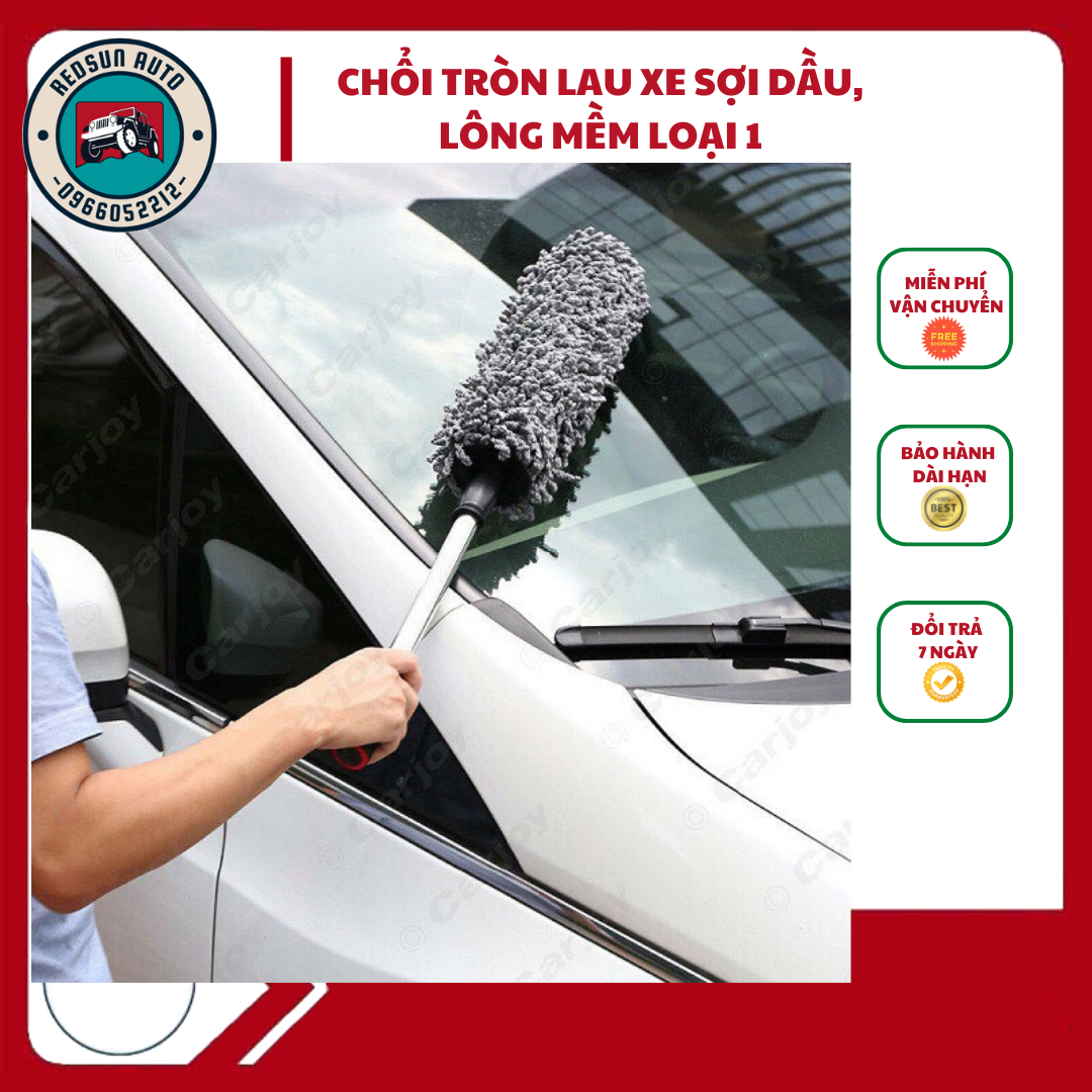 Chổi Lau Xe Ô Tô Sợi Dầu, Điều Chỉnh Được Độ Dài - Tròn, Chổi Đa Năng,Có Túi Đựng, (KÈM VIDEO THỰC TẾ SHOP TỰ QUAY)