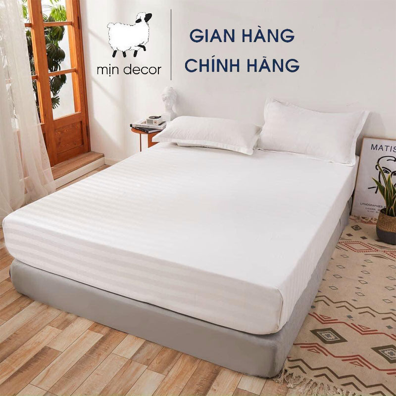 Bộ ga giường và vỏ gối Cotton 3F Khách sạn Mịn Decor dày dặn đủ size nệm