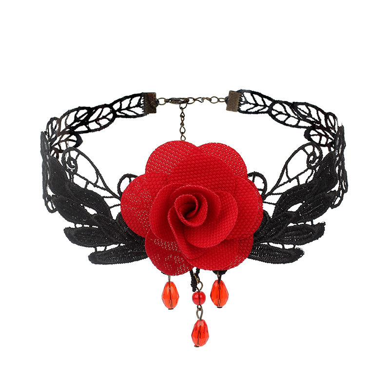 [In stock]chocker Hot Vòng Cổ Hoa Hồng Gothic Phụ Kiện Cổ Áo Ngắn Ren Âu Mỹ Cổ Điển