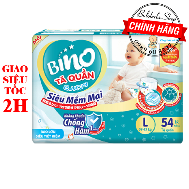 [HCM][MẪU CHỐNG HĂM] Tã quần Bino gói Jumbo size M60/L54/XL48/XXL44