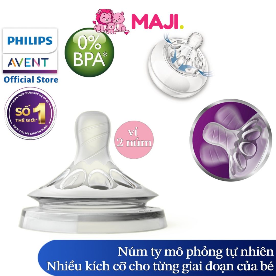 Núm ty Silicone thiết kế Mô phỏng tự nhiên hiệu Philips Avent