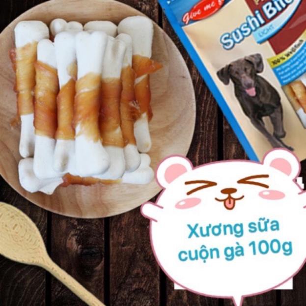 Xương sữa cuộn gà Sushi Bites 100g sạch răng cho Chó