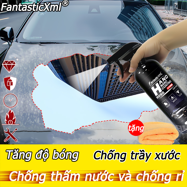 Xịt Phủ Nano Ô tô,Đánh bóng Có hiệu quả,Chống trầy, Chống sương mù, Chống lửa, chất lỏng-Phủ nano , Phủ nano sơn xe hàng 4s 300ML tặng kèm khăn
